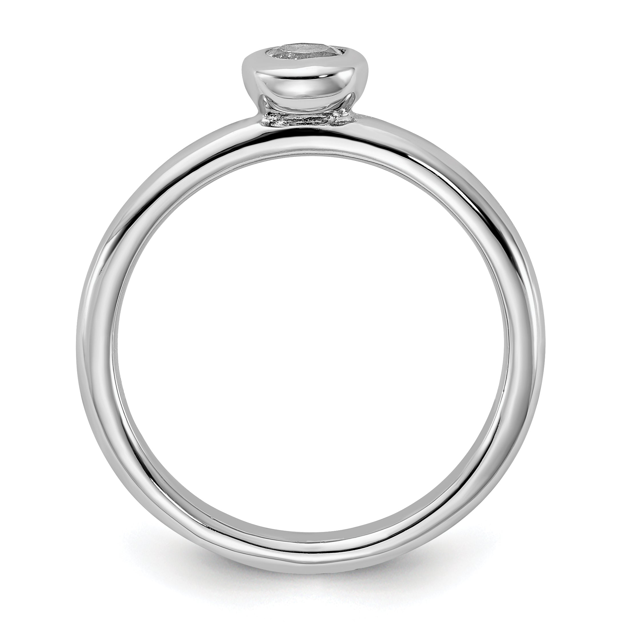 Sterlingsilber Stapelbar Expressions Low 4mm Rund Weiß Topas Ring