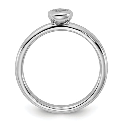 Sterlingsilber Stapelbar Expressions Low 4mm Rund Weiß Topas Ring