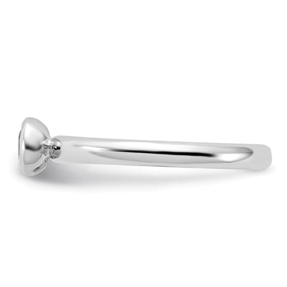 Sterlingsilber Stapelbar Expressions Low 4mm Rund Weiß Topas Ring