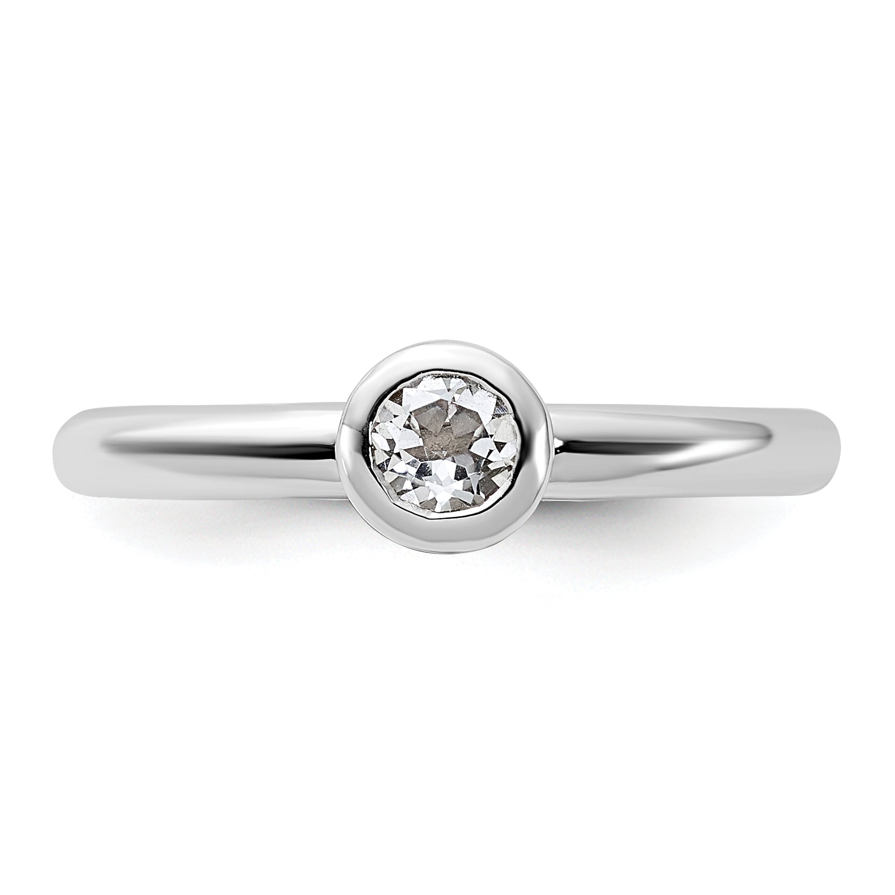 Sterlingsilber Stapelbar Expressions Low 4mm Rund Weiß Topas Ring