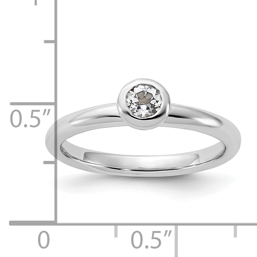 Sterlingsilber Stapelbar Expressions Low 4mm Rund Weiß Topas Ring