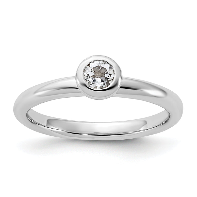 Sterlingsilber Stapelbar Expressions Low 4mm Rund Weiß Topas Ring
