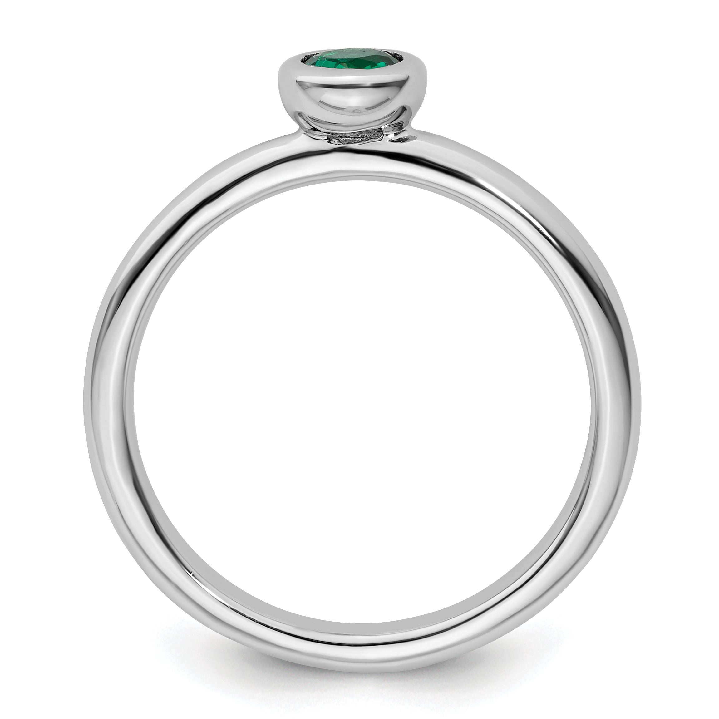Sterlingsilber Stapelbar Expressions Low 4mm Rund Cr. Smaragd Ring