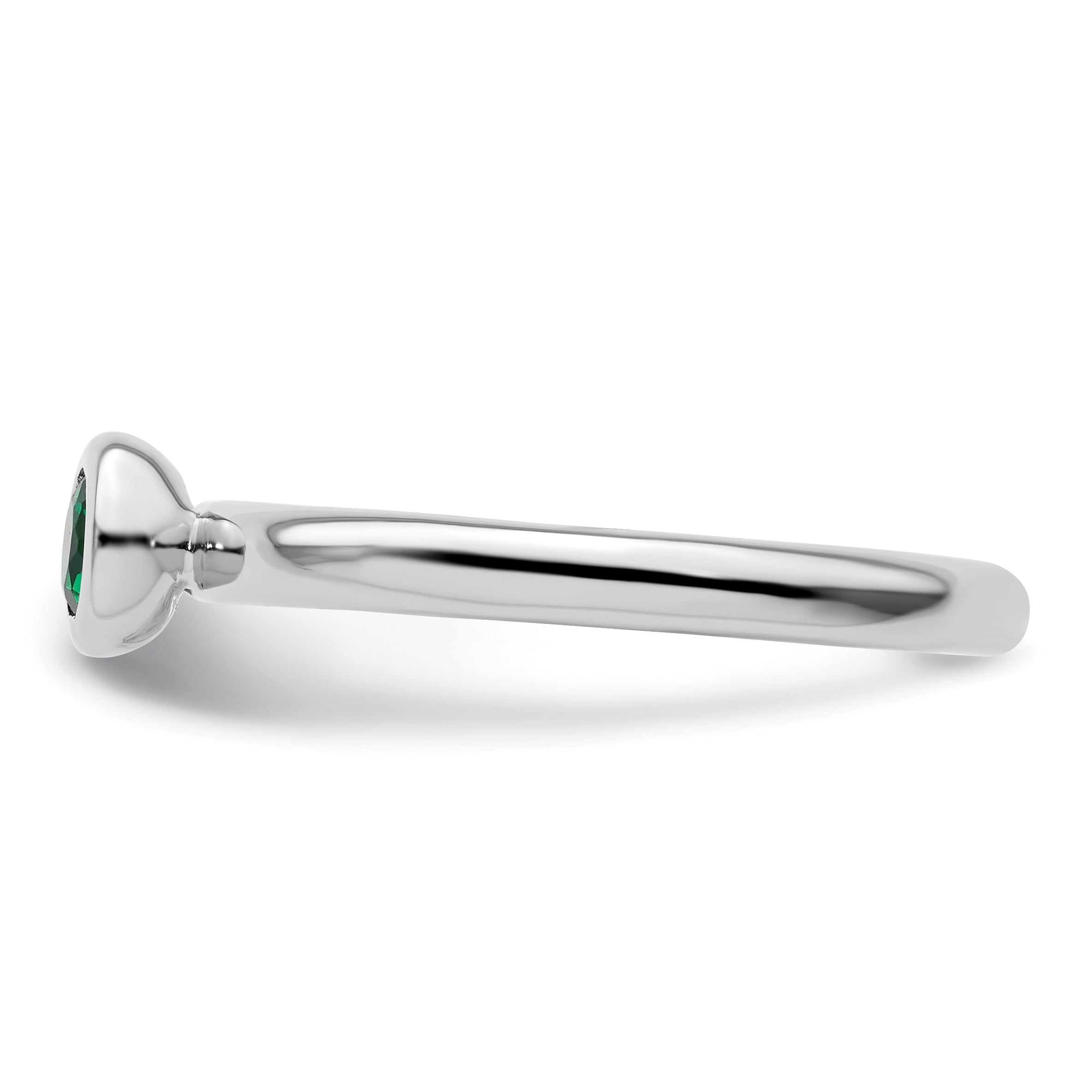 Sterlingsilber Stapelbar Expressions Low 4mm Rund Cr. Smaragd Ring