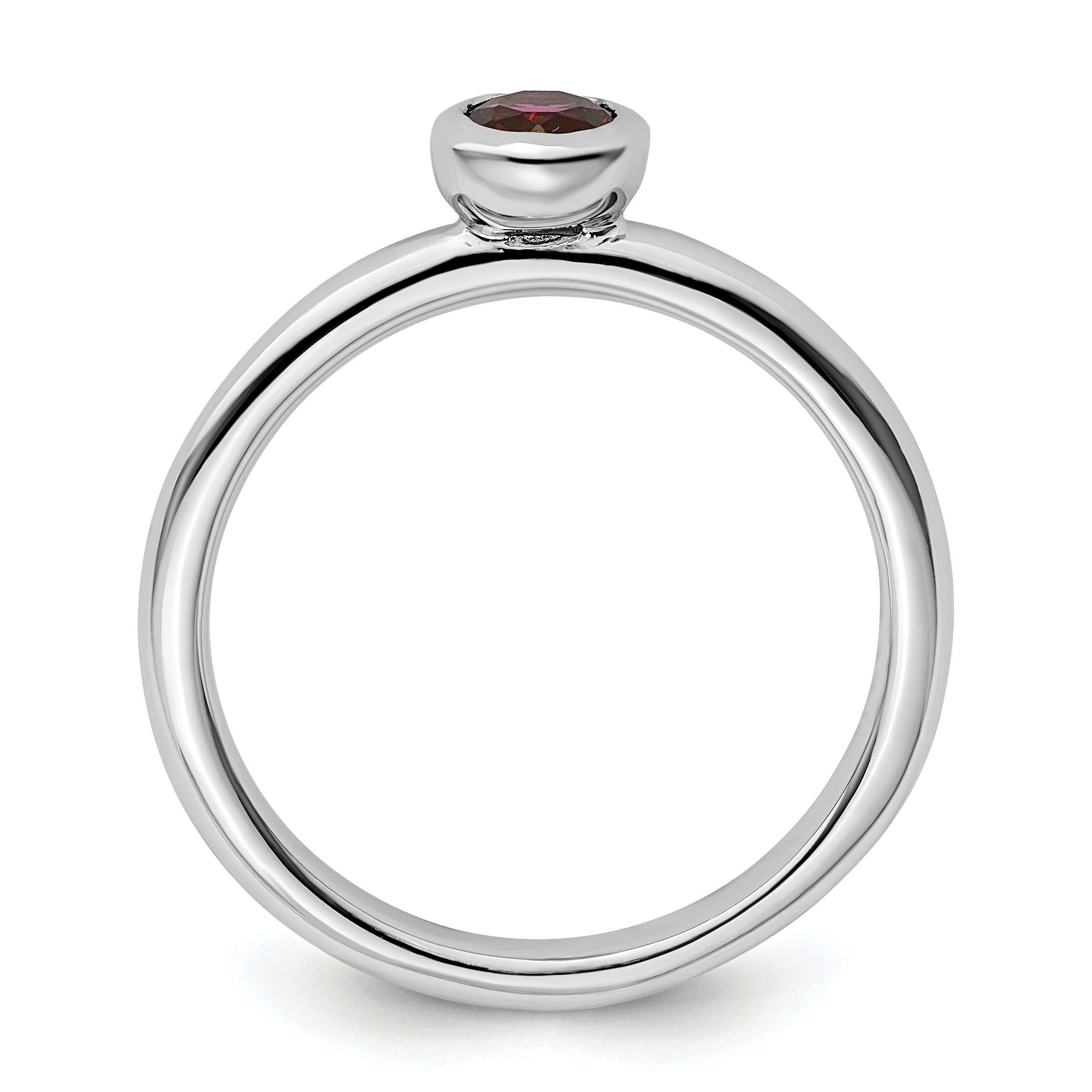 Sterlingsilber Ss Stapelbar Expressions Low 4mm Rund Rhodolith Granat Ring