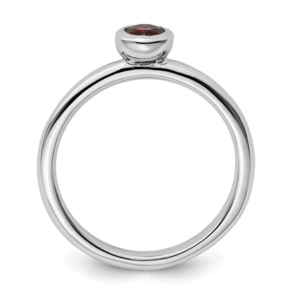 Sterlingsilber Ss Stapelbar Expressions Low 4mm Rund Rhodolith Granat Ring