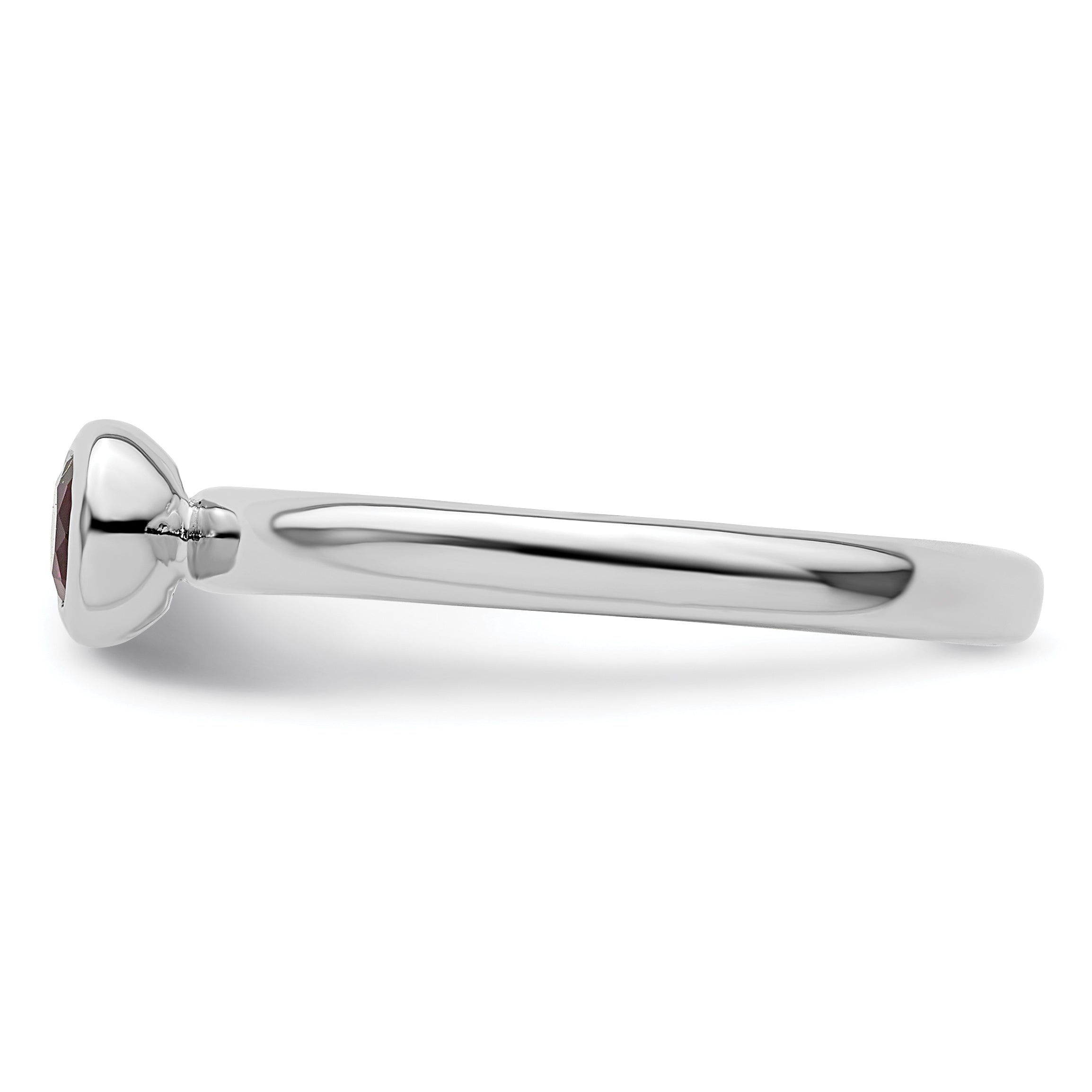 Sterlingsilber Ss Stapelbar Expressions Low 4mm Rund Rhodolith Granat Ring
