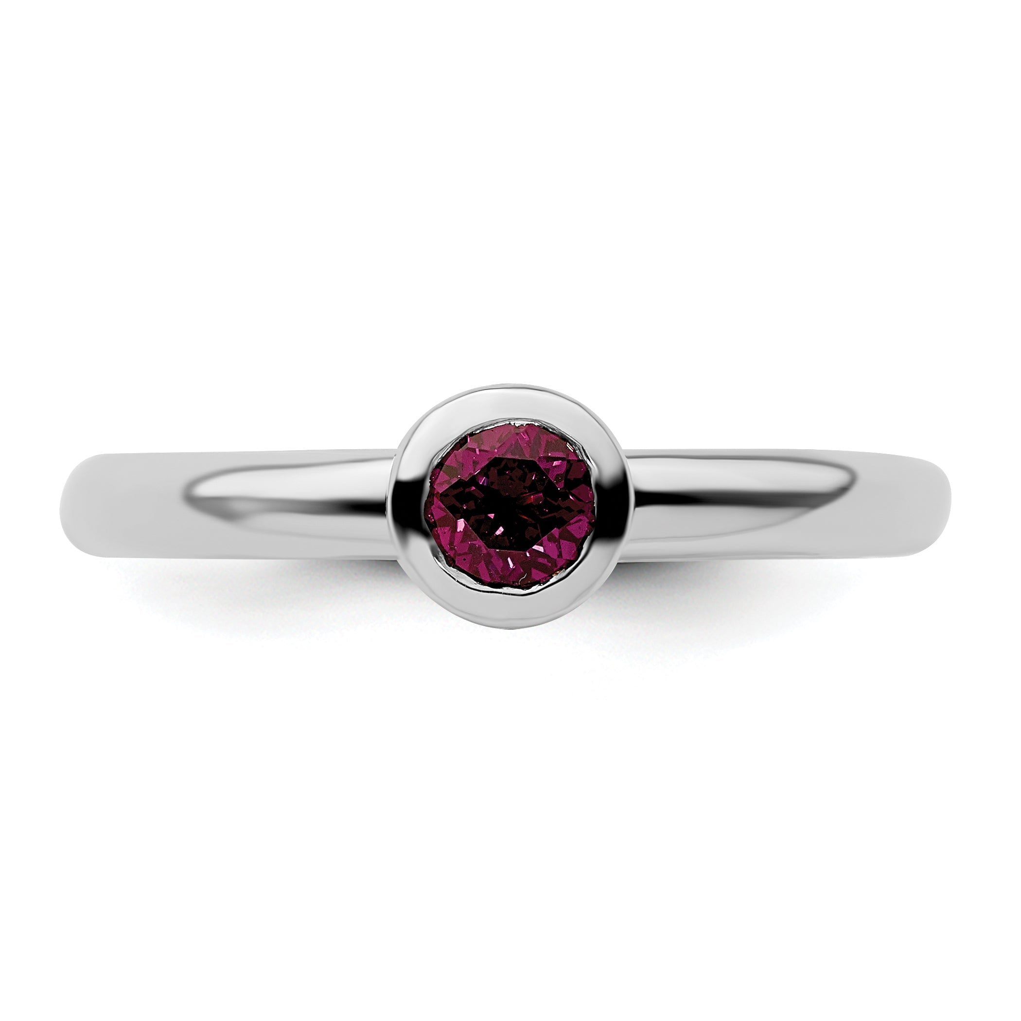 Sterlingsilber Ss Stapelbar Expressions Low 4mm Rund Rhodolith Granat Ring