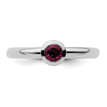 Sterlingsilber Ss Stapelbar Expressions Low 4mm Rund Rhodolith Granat Ring