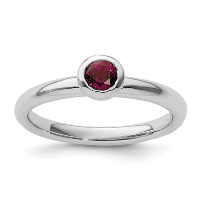 Sterlingsilber Ss Stapelbar Expressions Low 4mm Rund Rhodolith Granat Ring