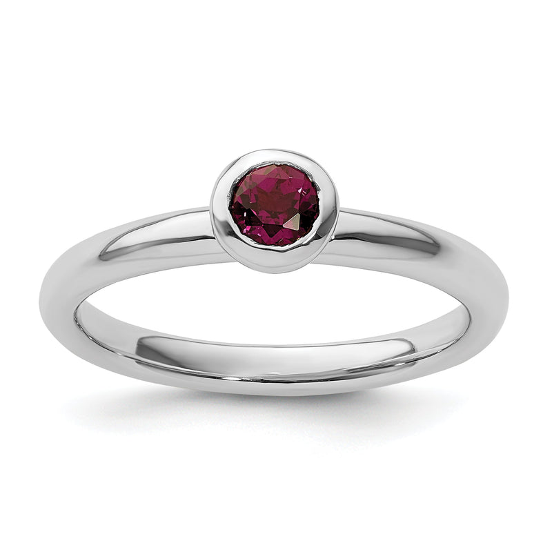 Sterlingsilber Ss Stapelbar Expressions Low 4mm Rund Rhodolith Granat Ring