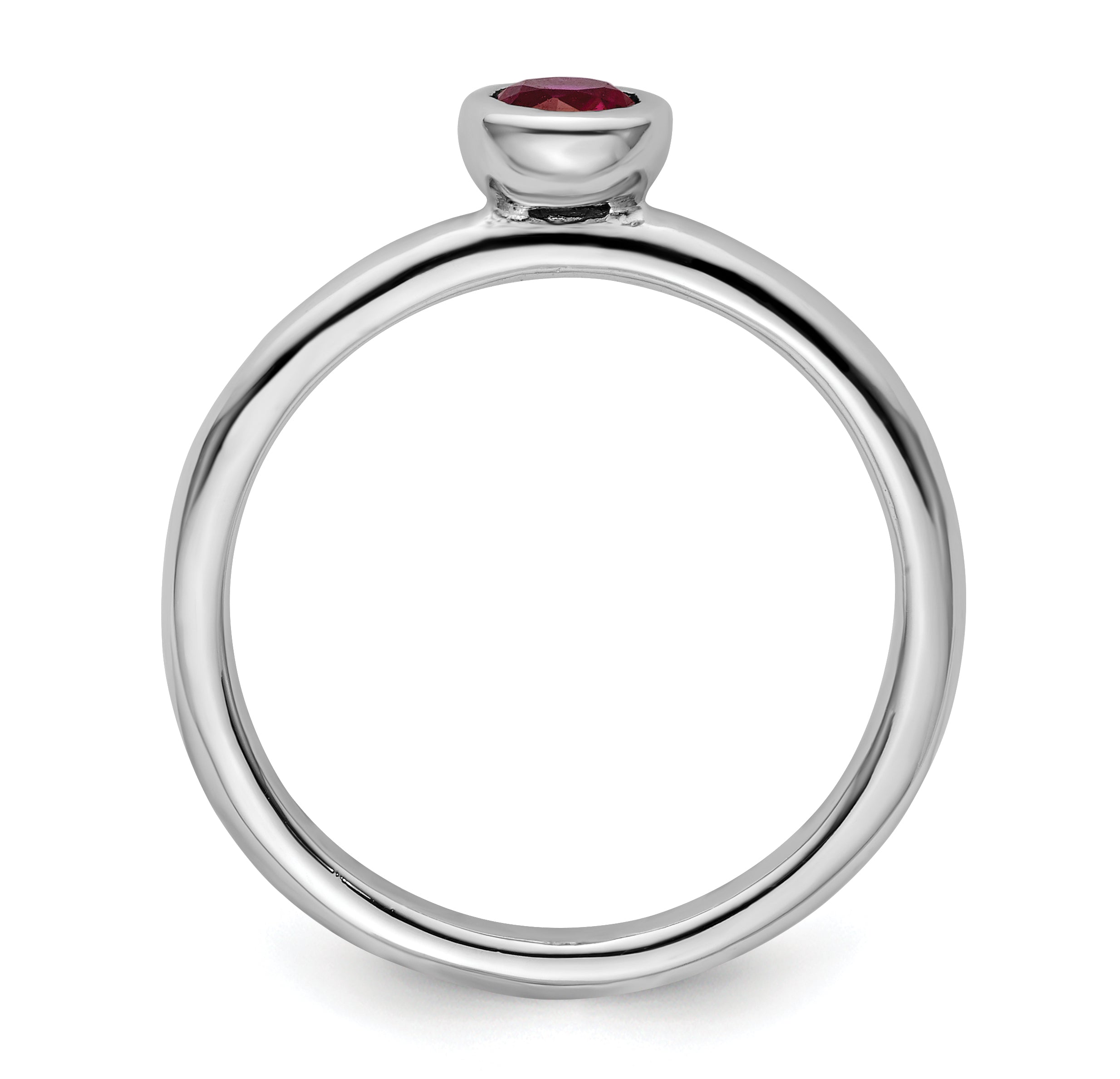 Sterlingsilber Stapelbar Expressions Low 4mm Rund Cr. Rubin Ring