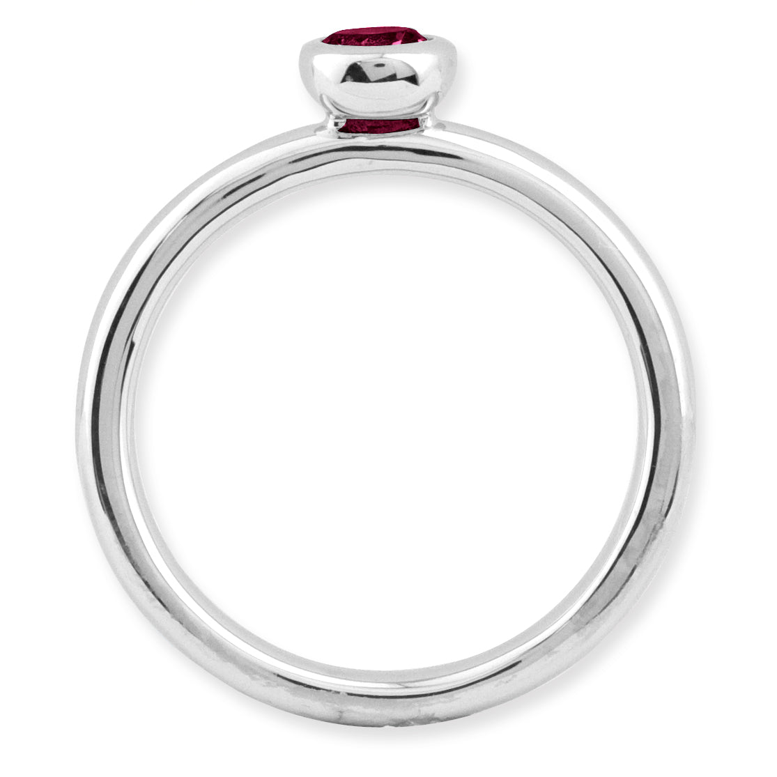 Sterlingsilber Stapelbar Expressions Low 4mm Rund Cr. Rubin Ring
