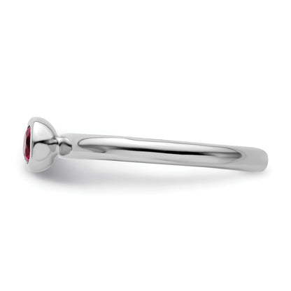 Sterlingsilber Stapelbar Expressions Low 4mm Rund Cr. Rubin Ring