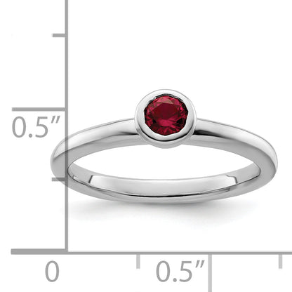 Sterlingsilber Stapelbar Expressions Low 4mm Rund Cr. Rubin Ring