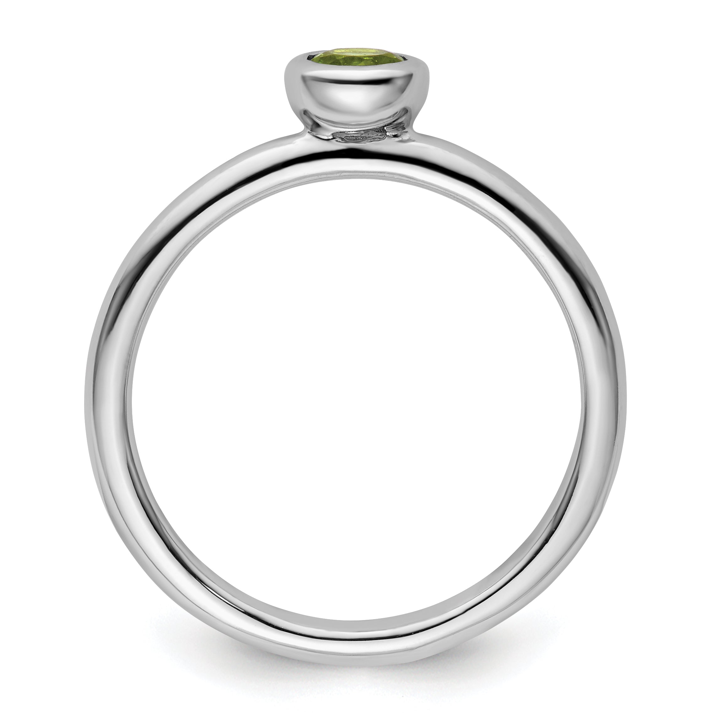 Sterlingsilber Stapelbar Expressions Low 4mm Rund Peridot Ring