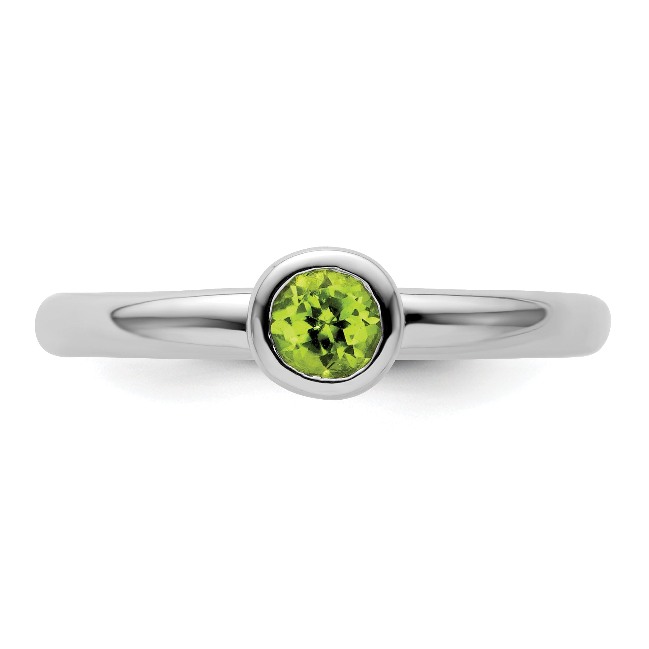 Sterlingsilber Stapelbar Expressions Low 4mm Rund Peridot Ring