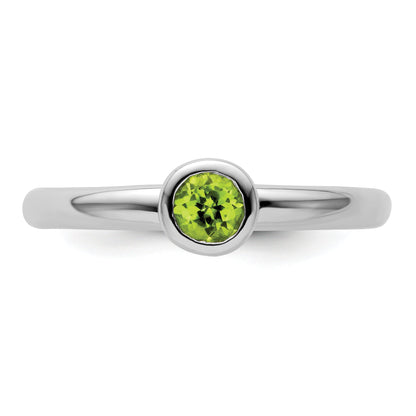 Sterlingsilber Stapelbar Expressions Low 4mm Rund Peridot Ring