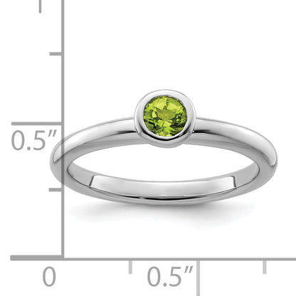 Sterlingsilber Stapelbar Expressions Low 4mm Rund Peridot Ring