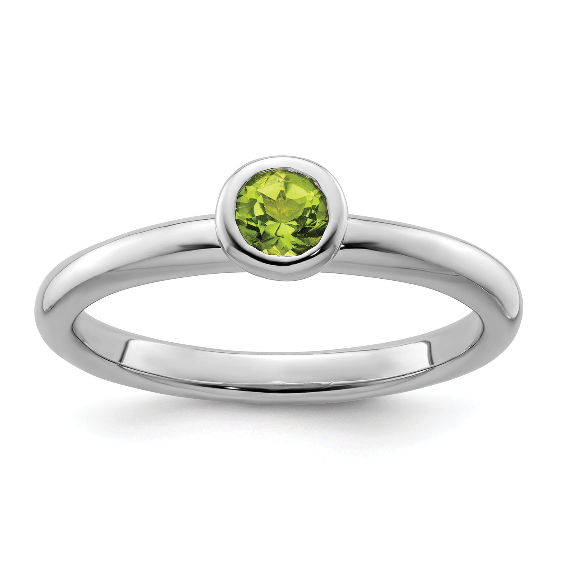 Sterlingsilber Stapelbar Expressions Low 4mm Rund Peridot Ring