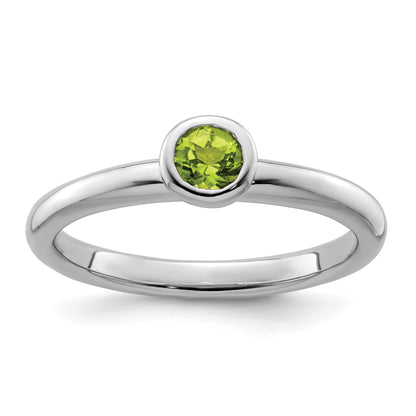 Sterlingsilber Stapelbar Expressions Low 4mm Rund Peridot Ring