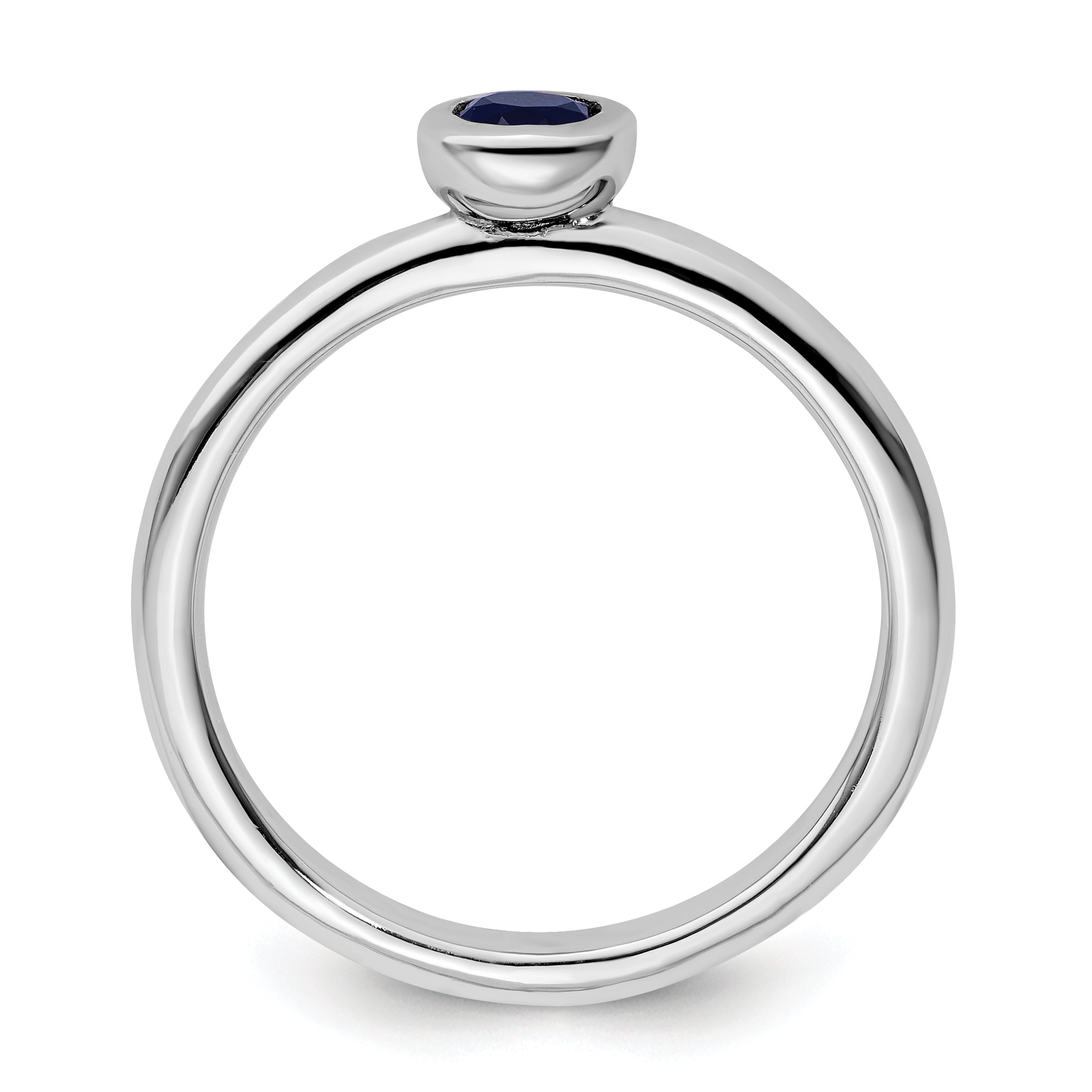 Sterlingsilber Stapelbar Expressions Low 4mm Rund Cr. Saphir Ring