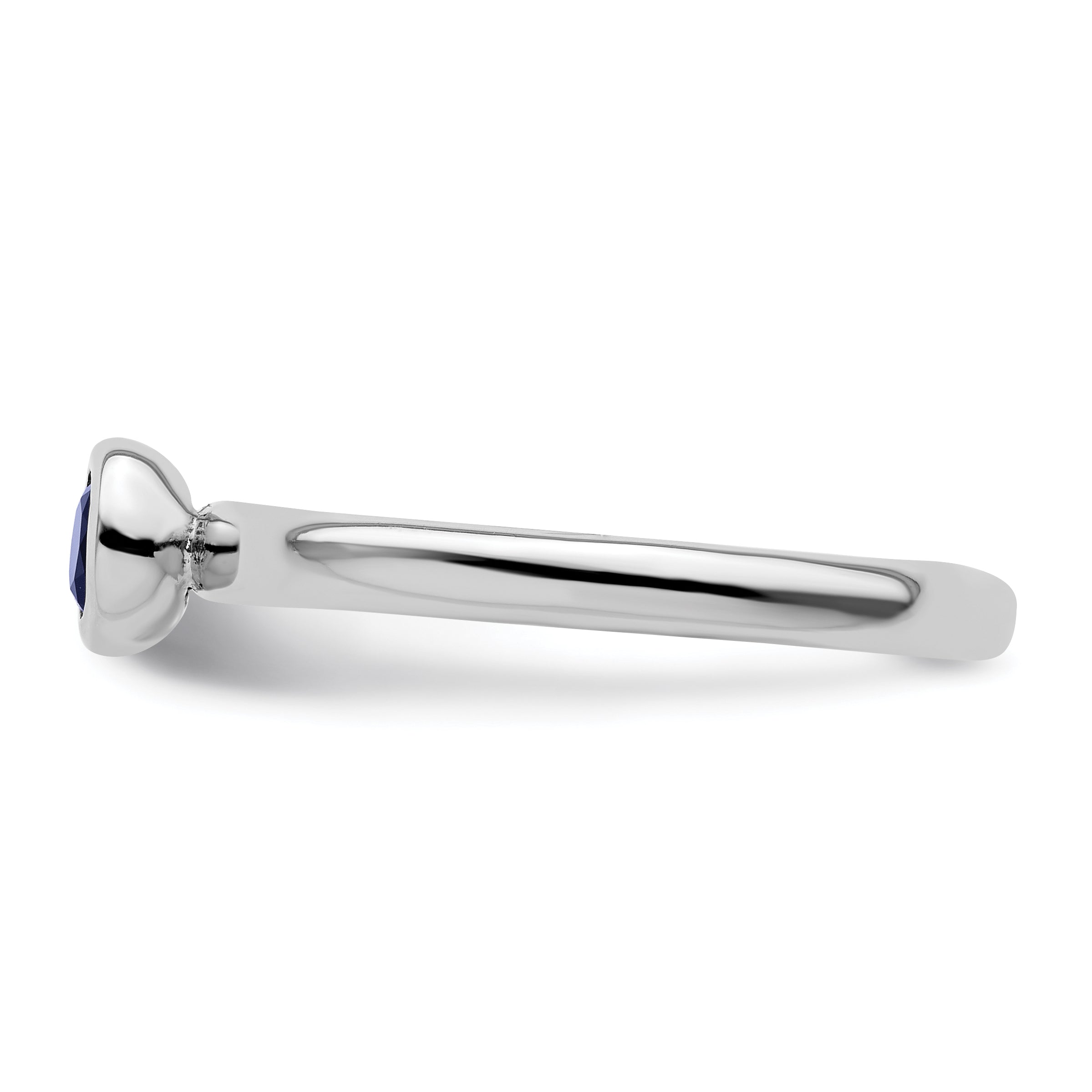 Sterlingsilber Stapelbar Expressions Low 4mm Rund Cr. Saphir Ring