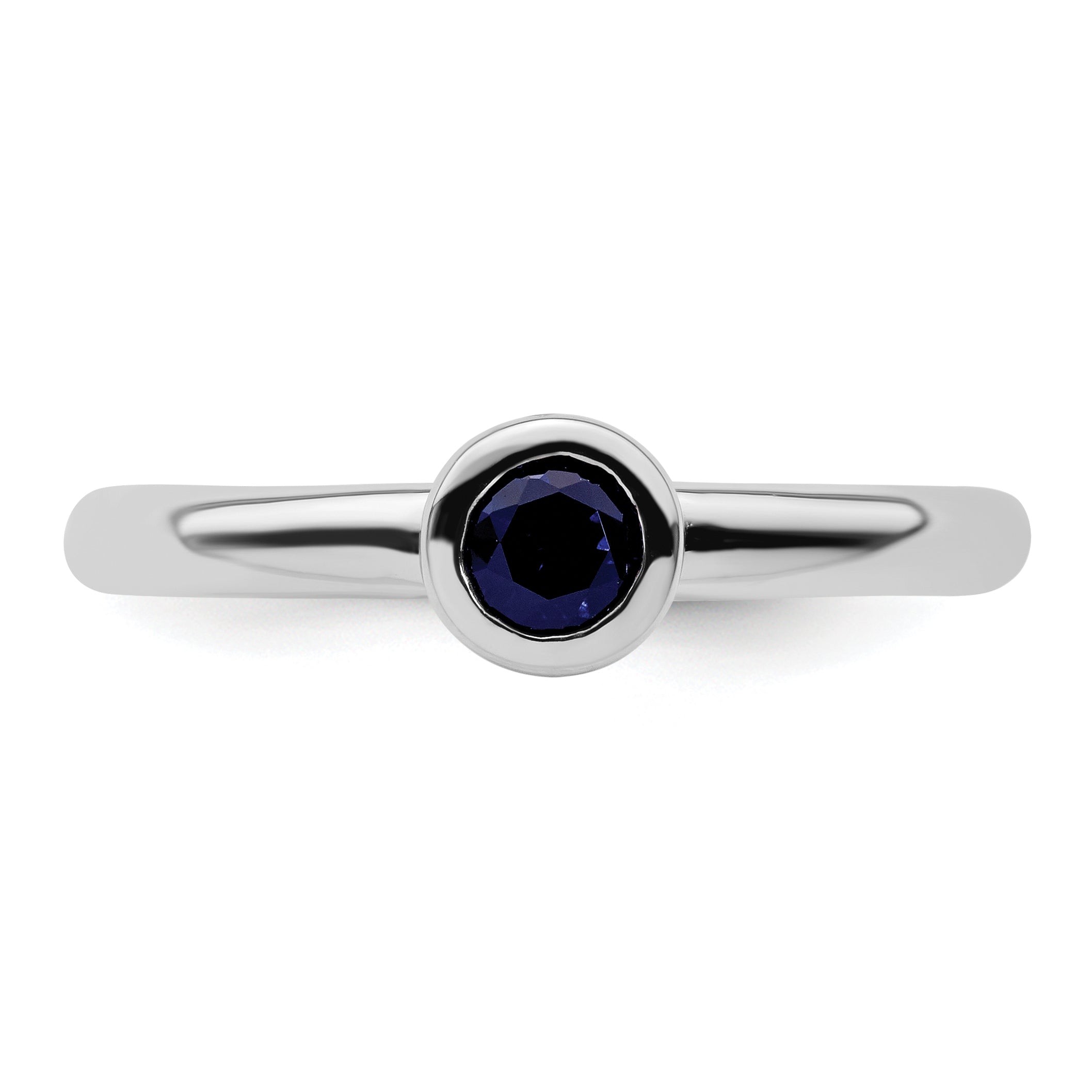 Sterlingsilber Stapelbar Expressions Low 4mm Rund Cr. Saphir Ring