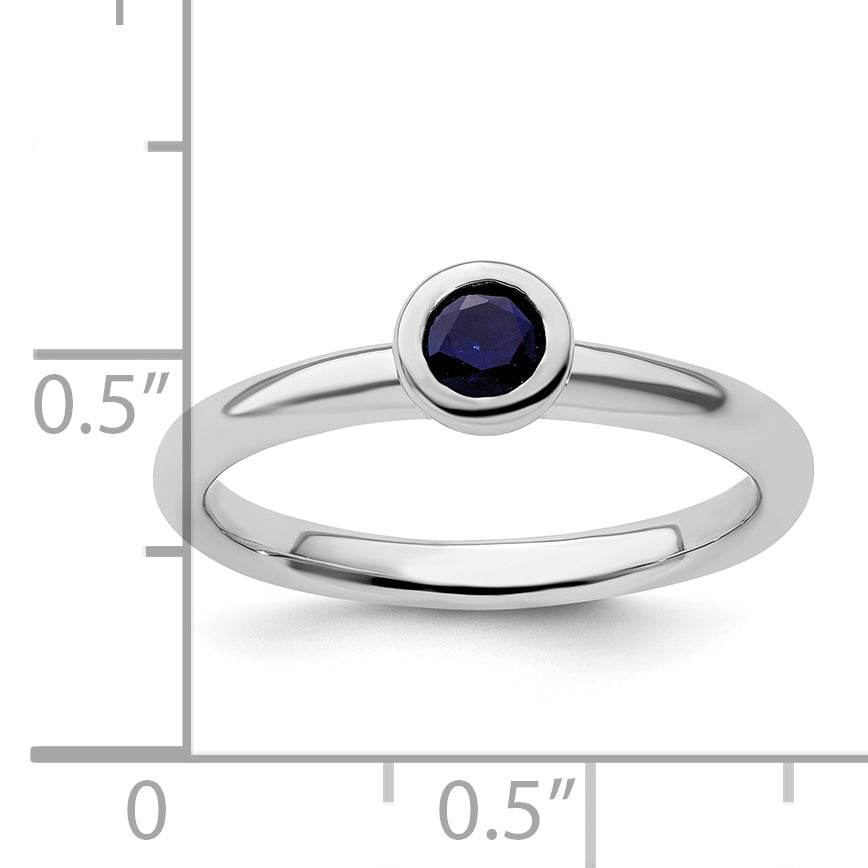 Sterlingsilber Stapelbar Expressions Low 4mm Rund Cr. Saphir Ring