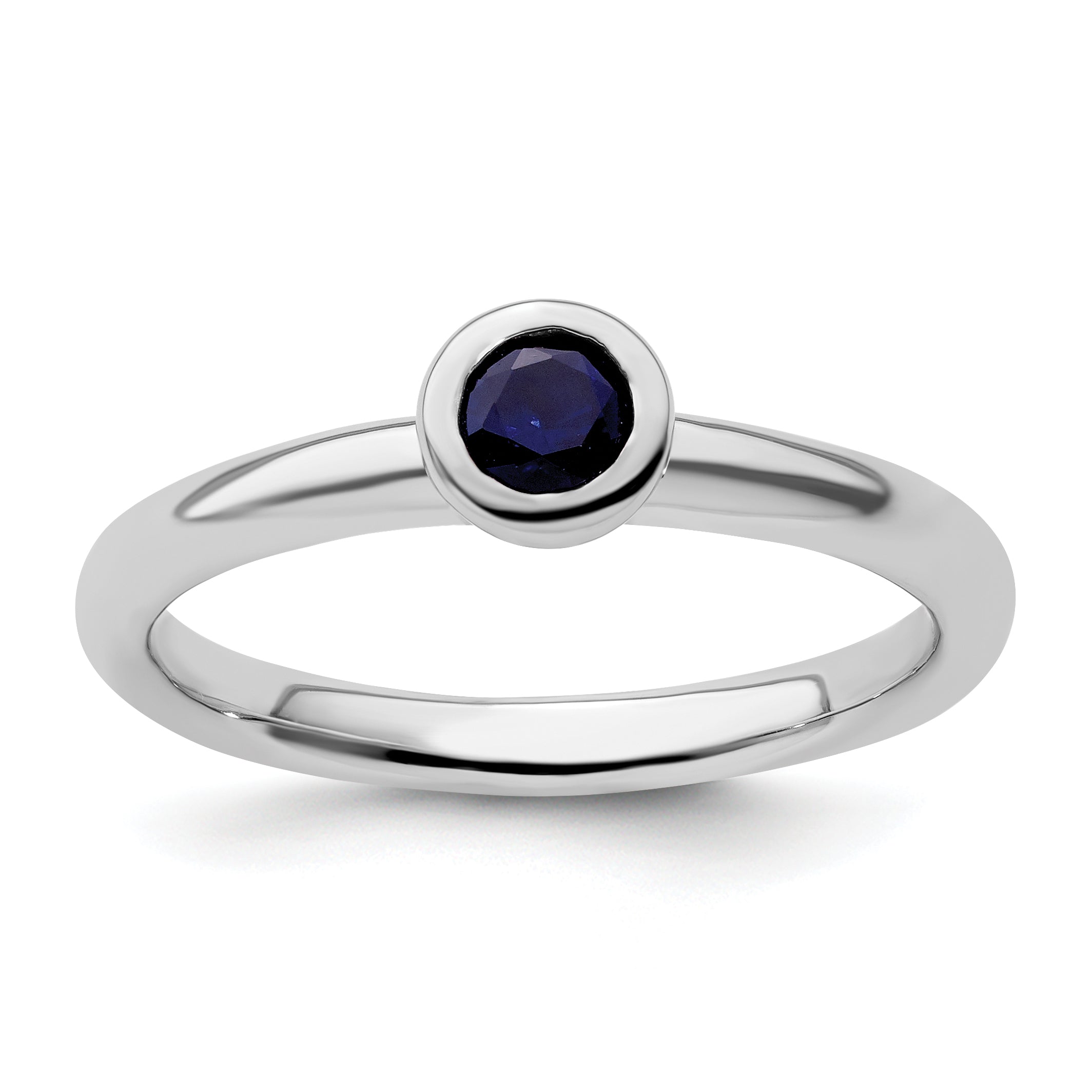 Sterlingsilber Stapelbar Expressions Low 4mm Rund Cr. Saphir Ring