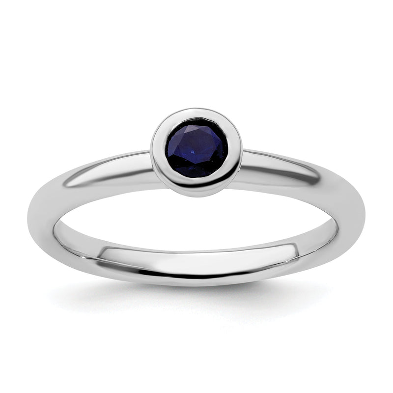 Sterlingsilber Stapelbar Expressions Low 4mm Rund Cr. Saphir Ring