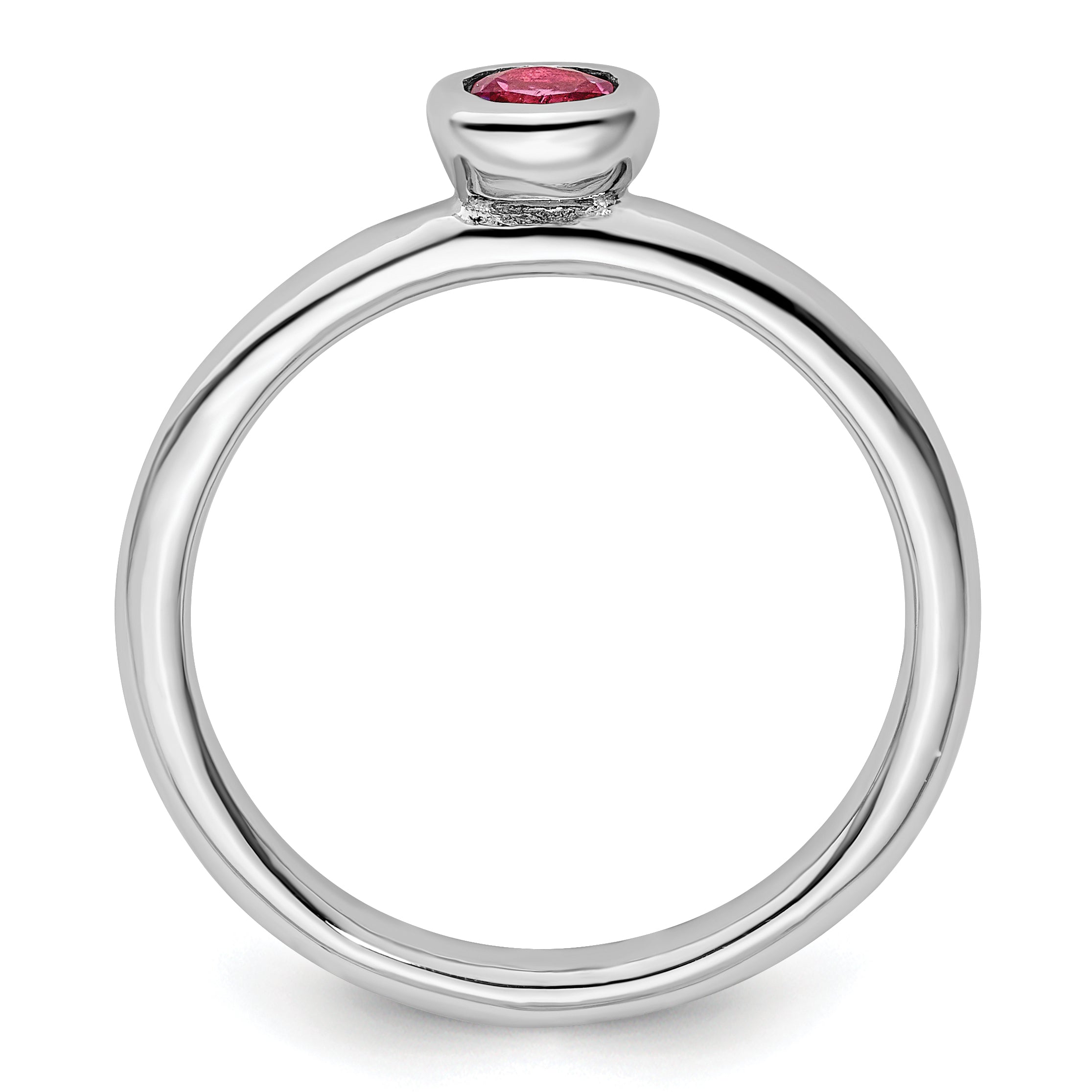 Sterlingsilber Ss Stapelbar Expressions Low 4mm Rund Rosa Turmalin Ring