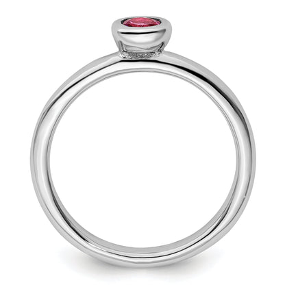 Sterlingsilber Ss Stapelbar Expressions Low 4mm Rund Rosa Turmalin Ring