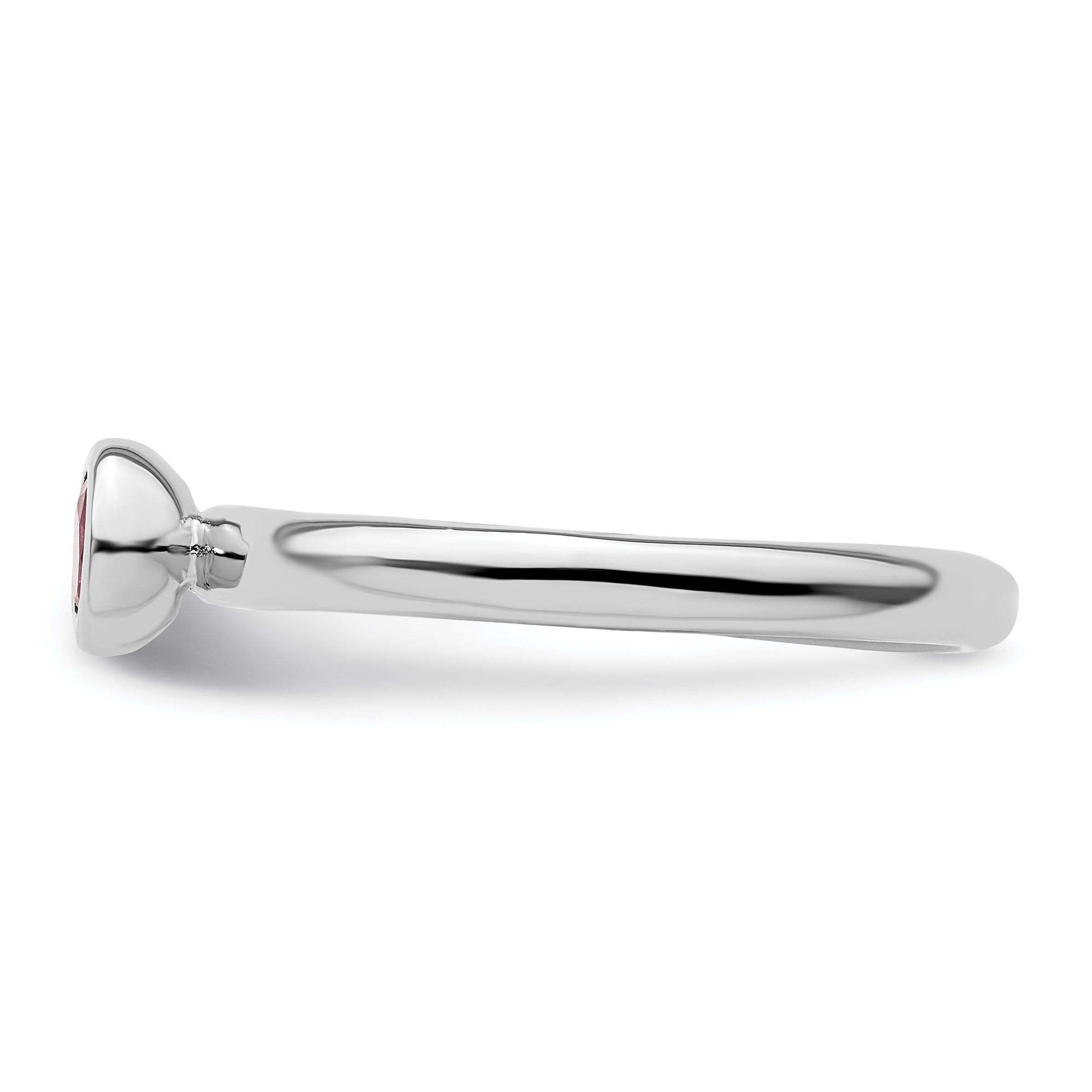 Sterlingsilber Ss Stapelbar Expressions Low 4mm Rund Rosa Turmalin Ring