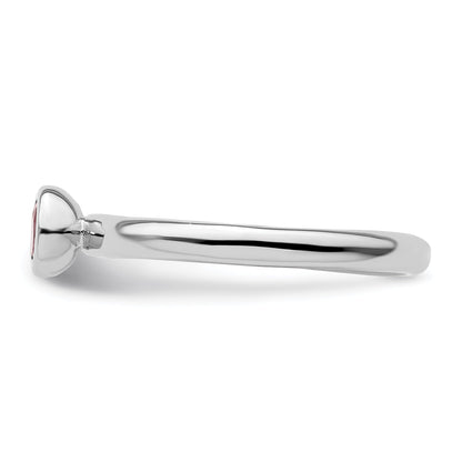 Sterlingsilber Ss Stapelbar Expressions Low 4mm Rund Rosa Turmalin Ring