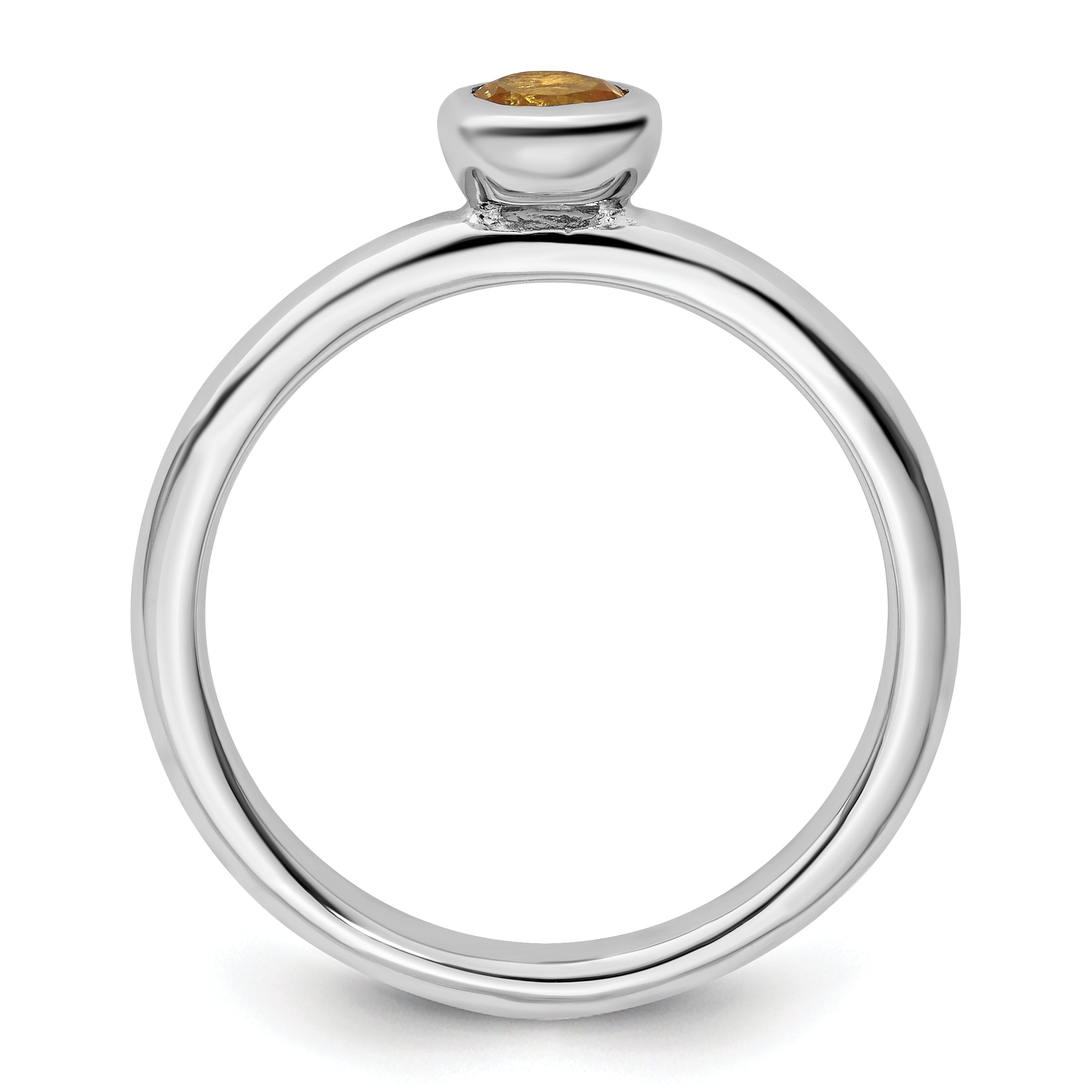 Sterlingsilber Stapelbar Expressions Low 4mm Rund Citrin Ring