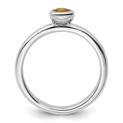 Sterlingsilber Stapelbar Expressions Low 4mm Rund Citrin Ring