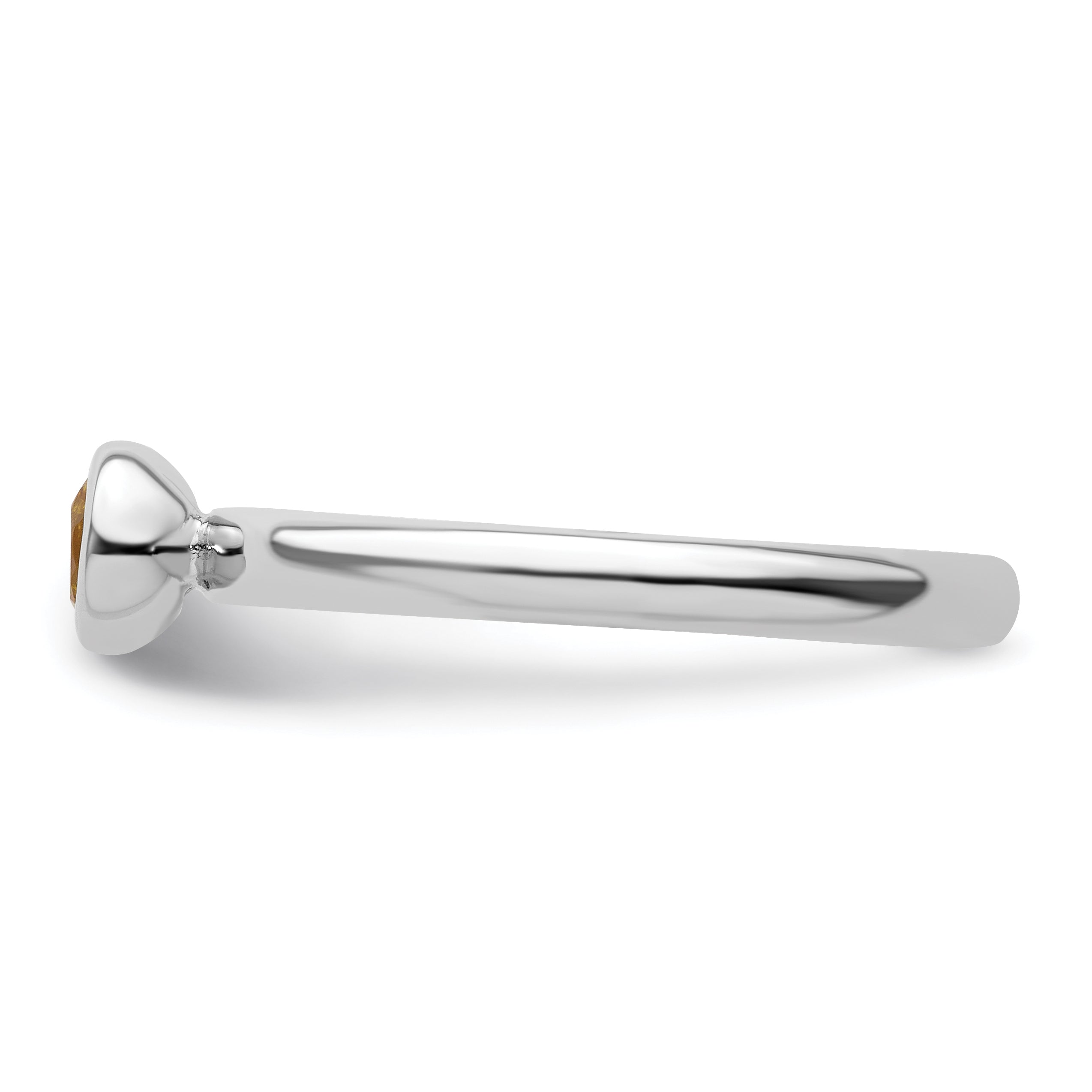 Sterlingsilber Stapelbar Expressions Low 4mm Rund Citrin Ring