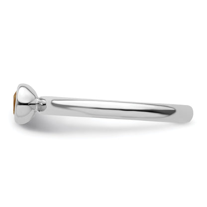 Sterlingsilber Stapelbar Expressions Low 4mm Rund Citrin Ring
