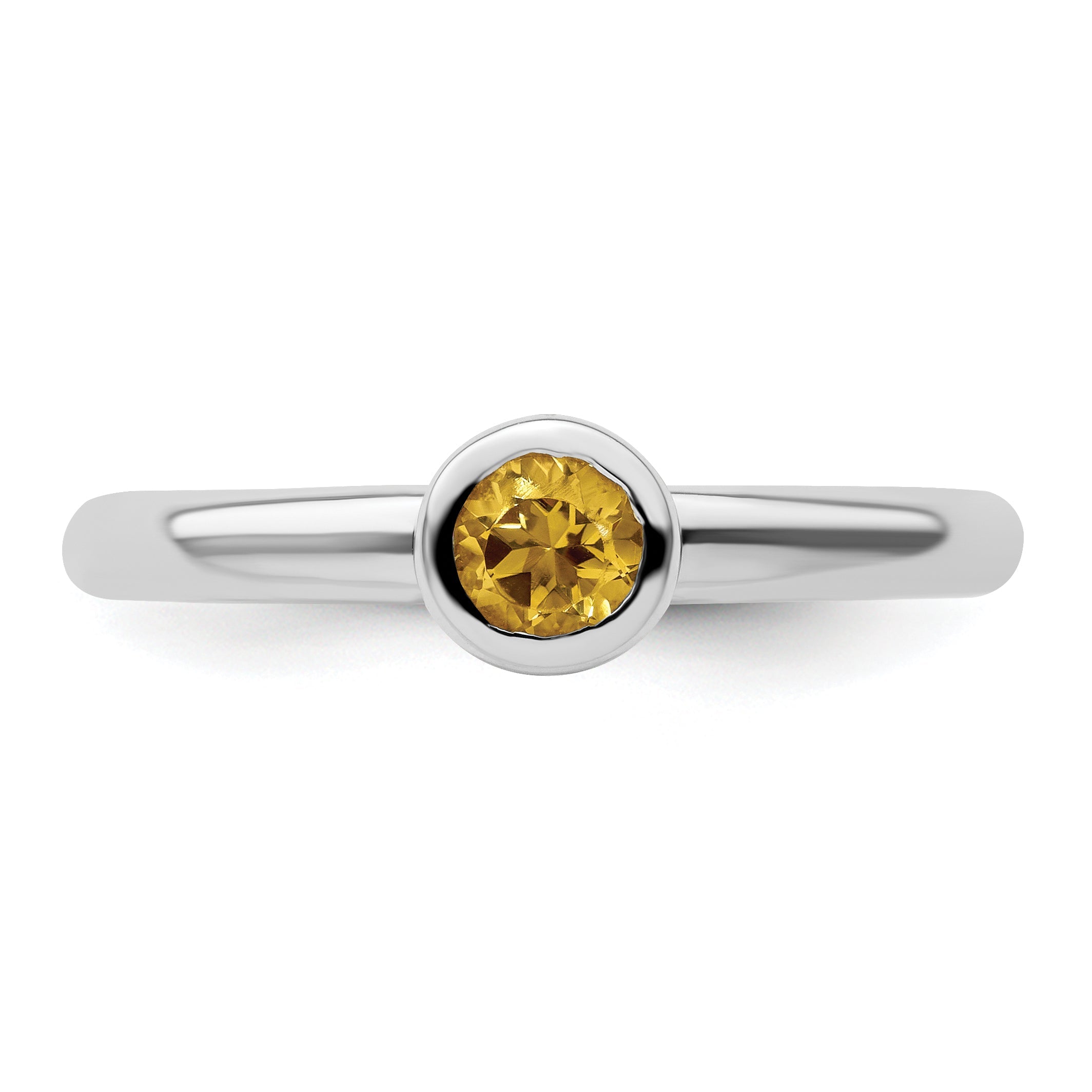 Sterlingsilber Stapelbar Expressions Low 4mm Rund Citrin Ring
