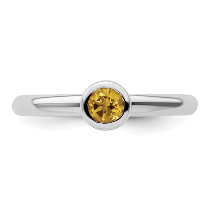 Sterlingsilber Stapelbar Expressions Low 4mm Rund Citrin Ring