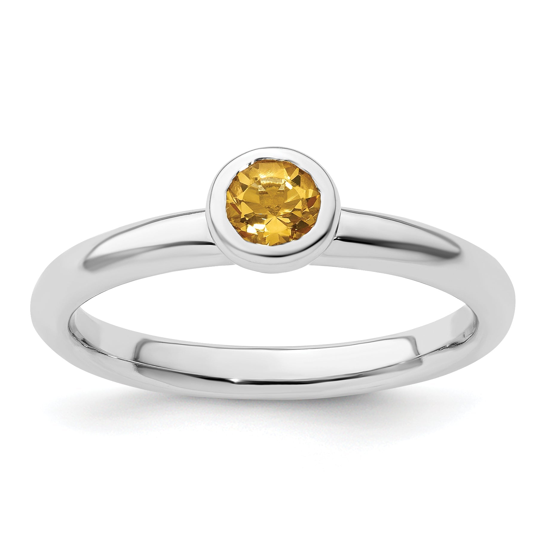 Sterlingsilber Stapelbar Expressions Low 4mm Rund Citrin Ring