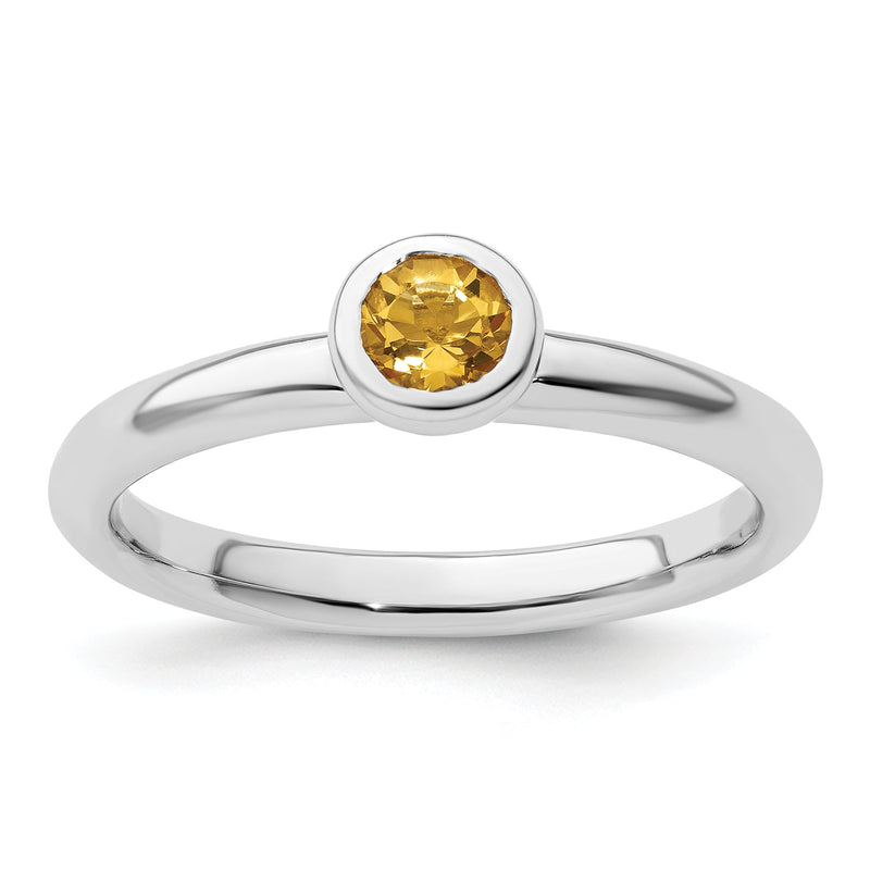 Sterlingsilber Stapelbar Expressions Low 4mm Rund Citrin Ring