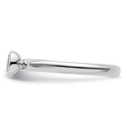 Sterlingsilber Stapelbar Expressions Low 4mm Rund Blautopas Ring