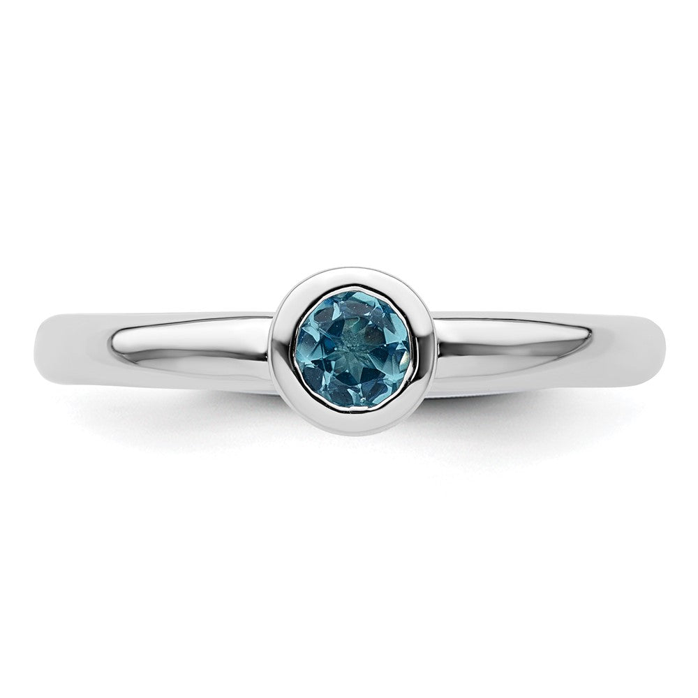 Sterlingsilber Stapelbar Expressions Low 4mm Rund Blautopas Ring