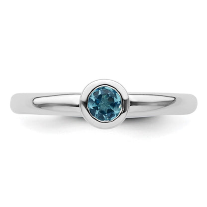 Sterlingsilber Stapelbar Expressions Low 4mm Rund Blautopas Ring
