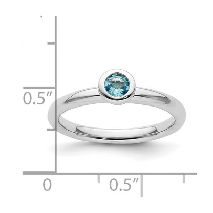 Sterlingsilber Stapelbar Expressions Low 4mm Rund Blautopas Ring
