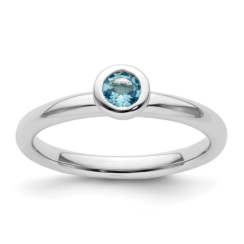 Sterlingsilber Stapelbar Expressions Low 4mm Rund Blautopas Ring