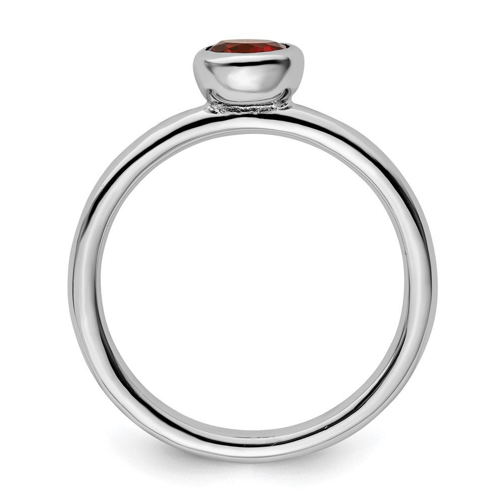 Sterlingsilber Stapelbar Expressions Low 5mm Rund Granat Ring