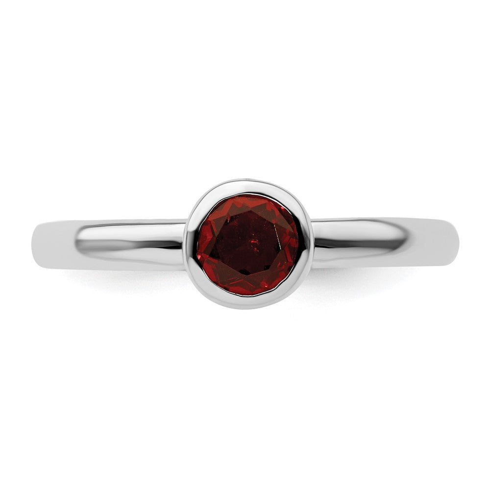 Sterlingsilber Stapelbar Expressions Low 5mm Rund Granat Ring